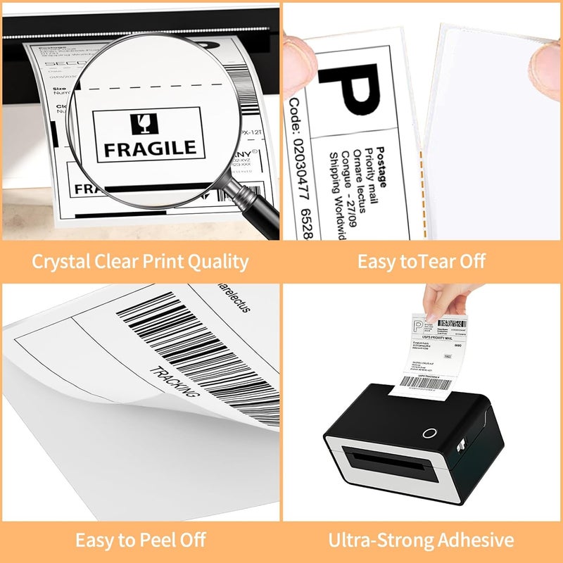 MultiLabel 6 Rolls 4" x 6" Direct Thermal Printer Label, 250 Labels/Roll, Total 1500 Thermal Shipping Labels, Strong Adhesive, Commercial Grade, Perforated, Compatible with Most Thermal Printers (NOT for DYMO) - Image 4